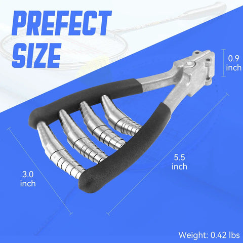 Starting Clamp For Tennis And Badminton Stringing With Four Springs Beefy Zinc Alloy Body And Spring Steel Clamp For Secure Racquet Threading Durable Stringer Tool Built For Pro And Amateur Stringers EVKILI, dimensions shown
