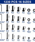 Image showing Premium Metric Screw Set 1230Pcs M2 M3 M4 M5 Kit with screws, nuts, washers, hex wrenches, 12.9 grade alloy steel.