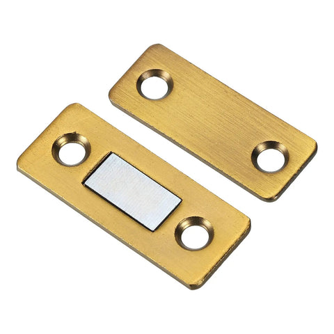Ultra Thin Cabinet Magnetic Catch 4 Pack Brass Steel Door Magnets for Kitchen and Closet Adhesive Mount Easy Install Slim Magnetic Latch