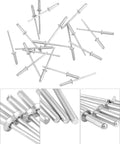 Aluminum Blind Rivet Kit Pack 500 Pieces Size One Eighth By Half Inch 3.2 By 12 Millimeter Silver Rivets Assortment