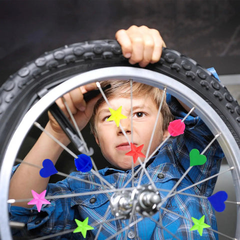 180 Pieces Colorful Bike Wheel Spoke Beads Clips For Kids Bicycle Spoke Decorations Easy Install Safe Non Toxic PP Plastic Waterproof And Durable For Girls And Boys Bright Assorted Colors With Easy Snap In Design For Quick Install Even For Kids on boy's bike