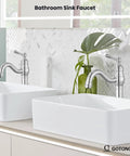 Vessel Sink Faucet With 360 Degree Swivel Spout Tall Single Handle Lavatory Mixer Tap For One Hole Install No Fuss Farmhouse Chrome Finish