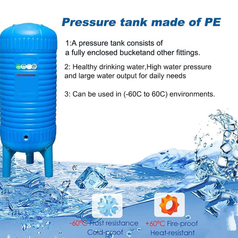 Vertical Pressure Water Storage Tank 150L Large Capacity With Fittings For Home Farm Park School Durable PE Design Ultra High Pressure Safety Valve Built Tough Rugged.