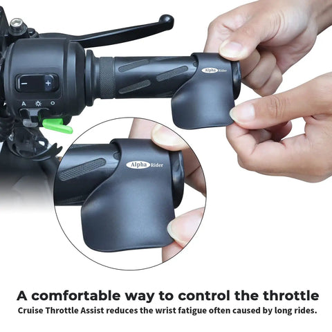 Cruise Throttle Assist For 22mm Handlebars Universal Motorcycle Throttle Mounted Aid in use on motorcycle handlebar