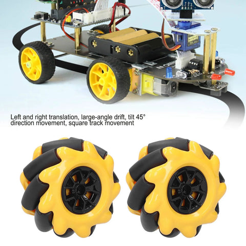 Mecanum omni wheels, two pairs, 60 mm, yellow and black for smart robot car parts