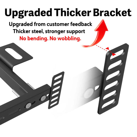 Adjustable Headboard Brackets For Metal Bed Frame Extension Kit With Heavy Duty Gear Easy Hook Up Quick Install Fits Twin Full Queen King Beds Matte Black Finish Pair showing upgraded thicker steel bracket designs.
