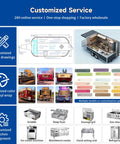 Customized service options for 13 Foot Red Fiberglass Food Truck Fully Loaded Mobile Kitchen with kitchen equipment visuals.