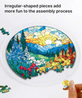 Moonlit Dragonfly Jigsaw Puzzle Sun Catcher Kit for Doors Garden and Window Hanging, colorful acrylic jigsaw pieces shown.