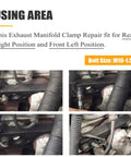 Exhaust Manifold Clamp Bolt Repair Kit For GM Vehicles installed for rear right and front left position showing bolt size M10-1.50