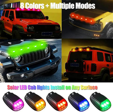 Lit Neon RGB Car Roof Strobe Lights For Cars Trucks SUVs Jeeps RVs Wireless LED Warning Lamps Solar Powered Or USB C