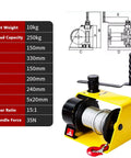 Workhorse Heavy Duty Worm Gear Hand Winch Two Way Self Locking Manual Crank with specifications chart