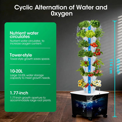 7 Layer 35 Pod Hydroponic Tower Garden System With 12V Pump And 24 Hour Smart Timer for Indoor Outdoor Growing
