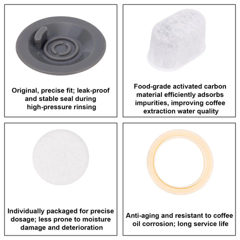 Espresso Machine Cleaning And Maintenance Kit With 2 Silicone Backflush Discs 4 Water Filters 12 Cleaning Tablets And A Silicone Sealing Ring For Daily Care Of Ninja Luxe Espresso Machines, backflush disc and filter set