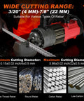 Portable 1400W Hydraulic Electric Rebar Cutter, 7/8 Inch Heavy Duty Steel Bar Nipper For Construction Sites with various rebar types.