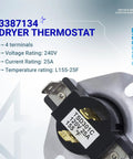Close-up of Dryer Cycling Thermostat And Thermal Cutoff Kit Pack Of 2 For Whirlpool Kenmore Maytag Dryers, model 3387134.