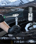 Tough As Nails Heavy Duty 32 Piece Hex Bit Socket Set With S2 Alloy Steel and Heat Treated Chrome Vanadium in use for car repairing.