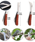ZALALOVA 2-in-1 grafting pruning knife set with wooden handle and replaceable blades, front view