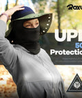 Person wearing black balaclava ski mask 5 pack neck gaiter for motorcycle and outdoor sports all season face covering.