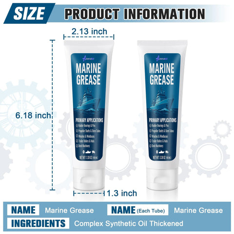 Two blue Marine Grease tubes, 200 ml each, 2-pack marine bearing lubricant by Amazon
