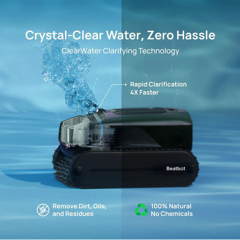 Side view of AquaSense 2 Pro Cordless Robotic Pool Cleaner With 5 In 1 Cleaning Power in water, showcasing navigation and propulsion.