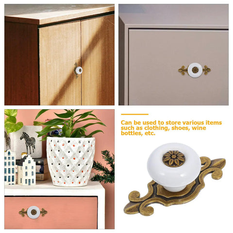 Dope Vintage Ceramic Cabinet Knobs With Antique Zinc Back Plate Retro Drawer Pulls for kitchen cabinets and dressers
