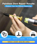 Paintless Dent Repair Kit For Home Mechanics With Dent Puller Set And Metal Lifter Bridge Puller Slide Hammer T Bar PDR Tools For Car Dents Auto Body Hail Damage Removal DIY Repair That Keeps Factory Finish, gold dent tool tapping a car panel
