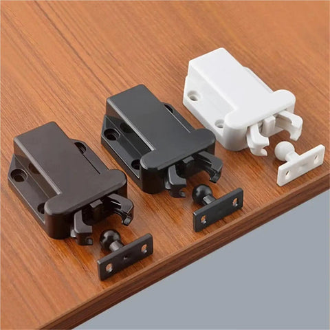 Magnetic Touch Latch for Cabinets and Doors One Piece Drawer Catch Open With Surface Tap Handle Free Modern Home Hardware in black, white, and brown