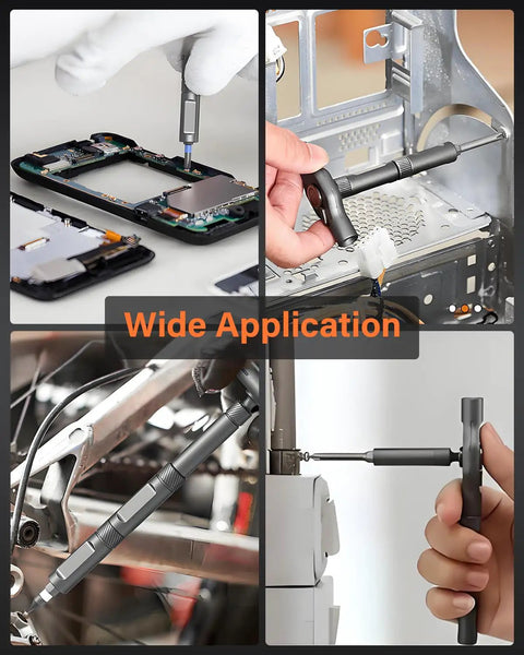 42 In 1 Magnetic Ratchet Screwdriver Set With Detachable Handle used on electronics, PC case, bicycle, and appliance