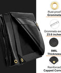 Heavy Duty 12x16 Ft Tarp 8 Mil Waterproof With Grommets Every 23.6 Inches Tear Resistant Plastic with reinforced edges