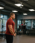 Man using upgraded 90mm aluminum pulley wheel for tricep pushdown in home gym setup, showing heavy-duty 600 lbs max load capacity.