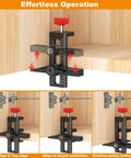 Cabinet Door Mounting Jig With Quick Edge Positioner For Frameless And Face Frame Cabinets Pro Grade Aluminum Hardware Tool For Precise Alignment And 90 Degree Accuracy Slick Setup And Easy Use, demonstrating alignment positions.