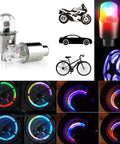 LED Bike Wheel Lights Valve Caps Set Multicolor Waterproof Spoke Reflectors for Bicycles Motorcycles and Cars Safe Night Visibility