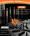 Impact Screwdriver Bits Set 33 Piece With Two Inch Allen And Torx Bits S2 Steel in neat and disorganized comparison.