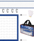 Heavy Duty Pool Volleyball Net Replacement With Adjustable Length From 15 To 30 Ft, Waterproof, includes carabiners, gloves, and storage bag, Blue