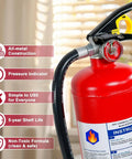 Four Pack ABC Dry Chemical Fire Extinguishers Five Pound All In One Safety Kit For Home Workshop Camper Or Sedan showing all-metal construction.