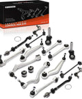 18Pc Suspension Steering Kit For Bmw E39 525i 528i 530i Front And Rear Control Arms With Bushings arranged on a white background.