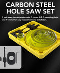 Pro Level 13 Piece Hole Saw Set With Arbor And Twist Drill Bits Built Tough From Heat Treated Carbon Steel Heavy Duty Cutter for various applications.