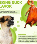 Game Changer Milk Thistle For Dogs With 180 Chewable Tablets Top Shelf Natural Liver Support And Kidney Repair Plus Solid Immune System Defense Wrapped In Doggo Loving Peking Duck Flavor, dog with Peking duck in background.