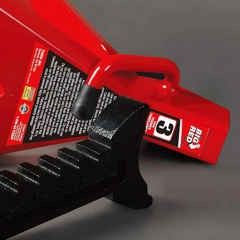 Torin Big Red 3-ton steel jack stand, red with black base and rack teeth.