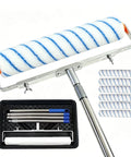 Pro Level 18 Inch Paint Roller Kit With Adjustable Extension Pole And Zero Shedding Medium Nap Covers For Slick Latex Or Oil Paint Finish On Interior Walls And Ceilings.
