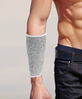 Boss Level Cut Resistant Arm Sleeves Hppe Anti Slash Protective Guards 18 Cm Gray Work Safety Gear for Mechanics and Gardeners shown worn.