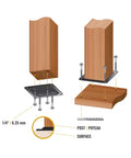 Black 4x4 Wood Post Plate Connector For Decks And Fences illustration showing installation on wooden post