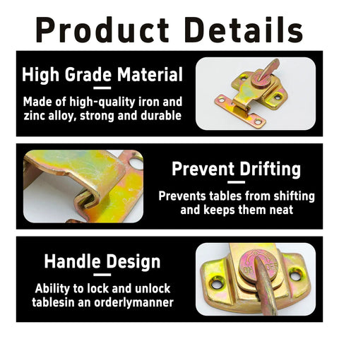 Heavy Duty Metal Table Locks Built Tough Align N Lock Furniture Connectors with Included Mounting Screws Premium Gold Finish close-up of product details