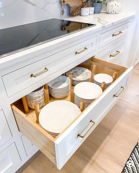 Open kitchen drawer with Six Pack Antique Brass Cabinet Pulls Zinc Alloy Hardware For Drawer Kitchen Cupboard 5.04 Inch Center To Center