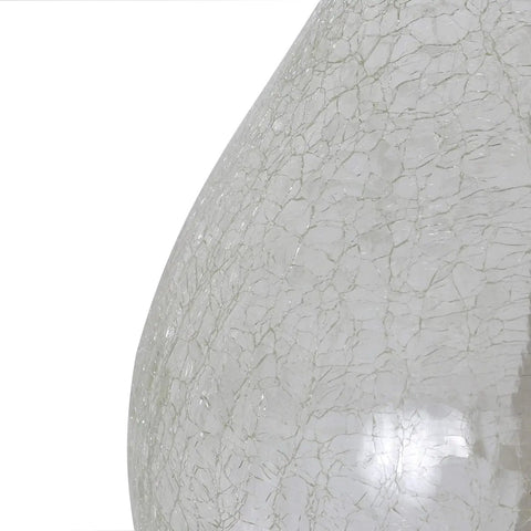 Close-up of crackled glass finish on Set Of 2 Crackled Teardrop Glass Table Lamps for Living Room And Bedroom, Modern Textured Finish