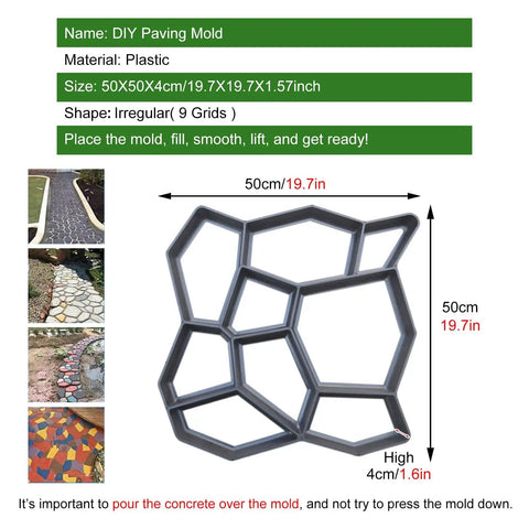 Concrete Paver Mold Kit For DIY Outdoor Pathways Irregular Stepping Stones And Walkways Reusable Plastic Molds 50x50 cm