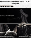 Close-up of Shimano 105 R7170 Di2 components on Carbon Road Bike With Ultra Light T1000 Frame, featuring disc brakes and sleek design.