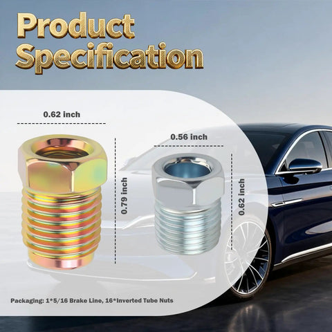 25 Ft Five Sixteenths Inch Brake Line Kit Pro Grade Copper Plated Iron Tubing With Sixteen Inverted Tube Nuts for Car