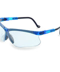Genesis Safety Glasses With Uvextreme Anti Fog Coating in vapor blue frame, featuring versatile lens tints for indoor outdoor use.