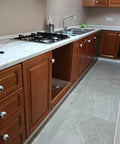 Kitchen view with 10 Piece Antique Bronze Ceramic Dresser Handles For Cabinets And Drawers Vintage Drawer Pulls And Knobs White Flower Finish.